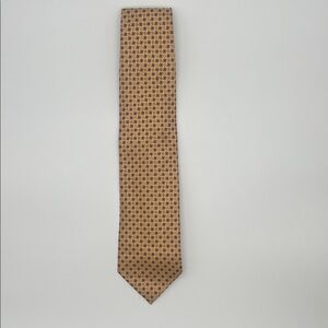 Ermenegildo Zegna Men’s 100% Silk Tie Geometric Print Gold Maroon